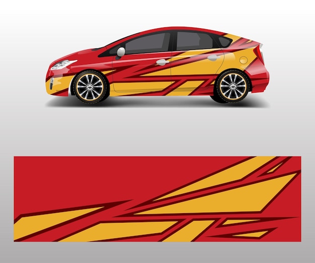 Racing car wrap abstract strip shapes for Company car wrap sticker and decal template design vector