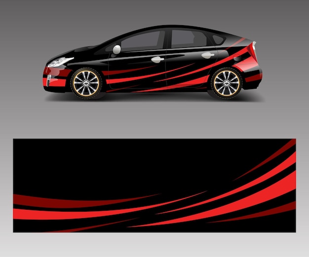 Racing car wrap abstract strip shapes for Company car wrap sticker and decal template design vector