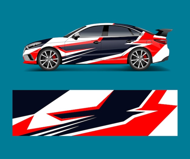 Racing car wrap abstract strip shapes for Company car wrap sticker and decal template design vector