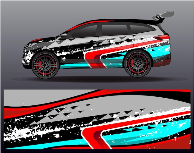 Racing car wrap design concept. Abstract racing background for wrapping vehicles