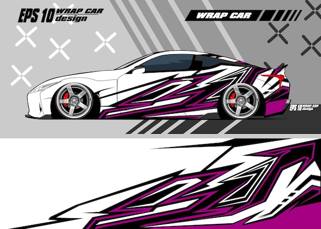 Racing car wrap design vector Graphic abstract stripe racing background kit designs for wrap