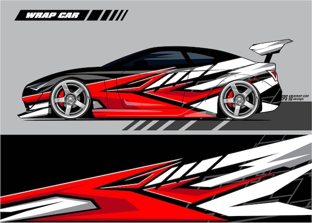 Racing car wrap design vector Premium Vector  red white