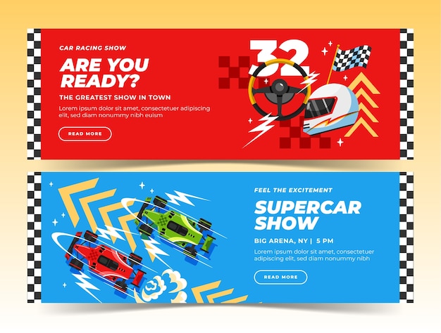 Vector racing competition horizontal banner