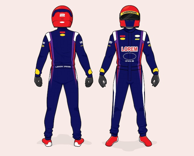 Vector racing driver uniform template mockup design