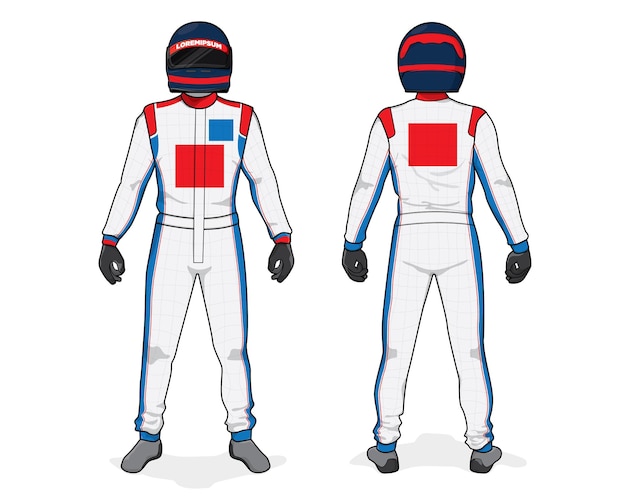 Vector racing driver uniform template mockup design