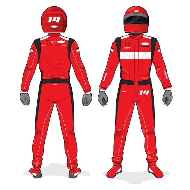 Vector racing driver uniform template mockup design