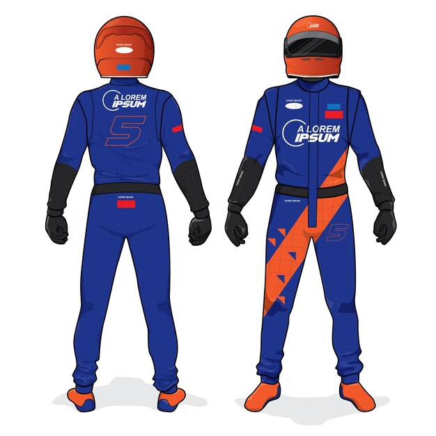 Vector racing driver uniform template mockup design