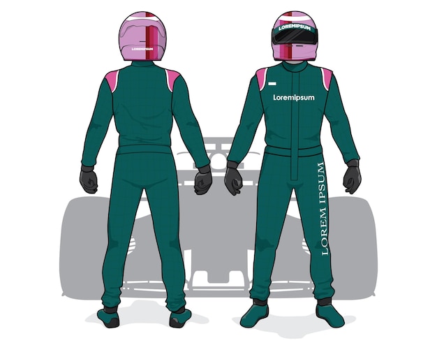 Vector racing driver uniform template mockup design