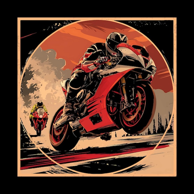 Racing Motorcycle illustration T shirt design