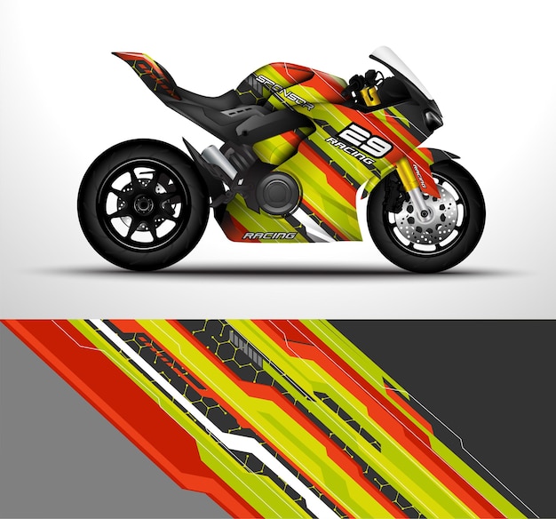 Racing motorcycle sport bikes wrap decal and vinyl sticker design. 