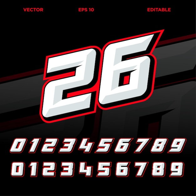 Racing number effect design template vector