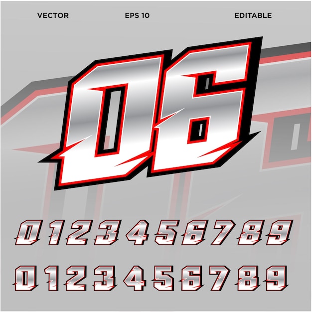 Racing number effect design templates vector editable