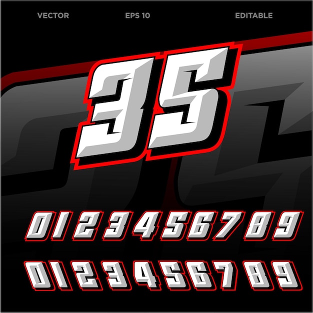 Racing number effect design templates vector editable