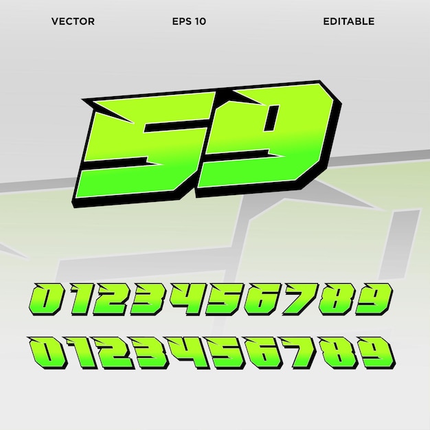 Racing number effect design vector full editable