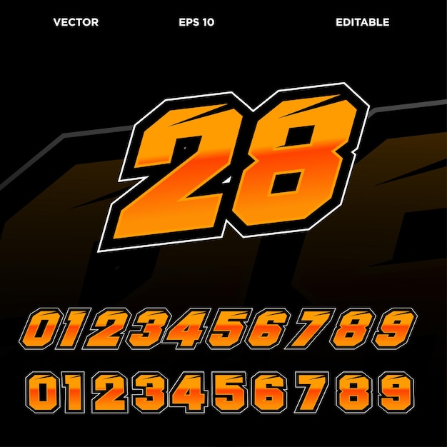 Racing number effect designs template vector editable