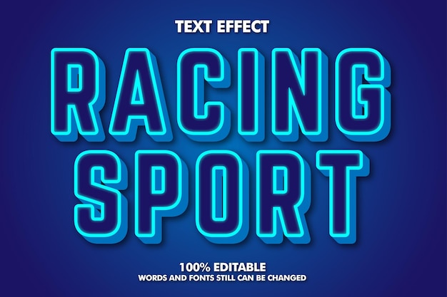 Racing Sport Modern bold 3d typography cartoon editable text effect