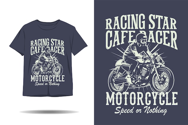 Racing star cafe racer motorcycle speed or nothing silhouette tshirt design