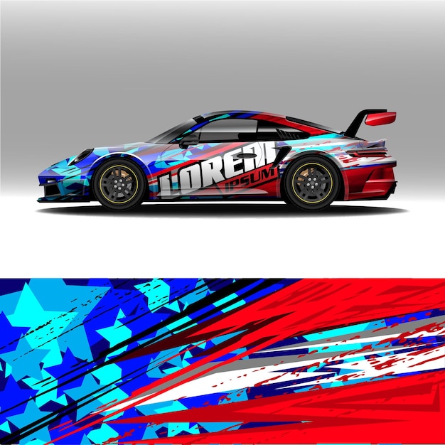 Racing vehicle wrap designs vector