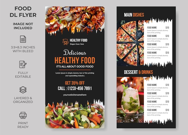 Rack Card Food DL Flyer Template Food Menu