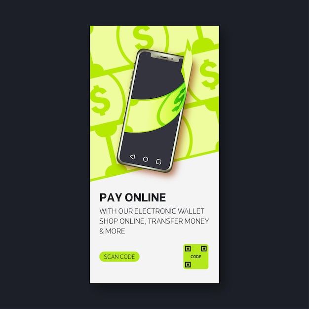 Rack Card for online shopping with phone using electronic wallet app