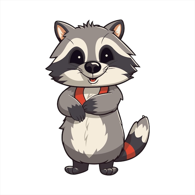 Racoon Cute Funny Cartoon Kawaii Clipart Colorful Watercolor Animal Pet Sticker Illustration