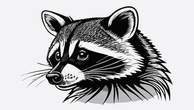 Racoon Head Sketch Style Animal Face Portrait Mammal