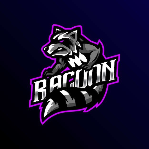 Racoon mascot logo esport gaming illustration