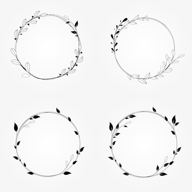 Radial frame set vector botanical wreath illustration