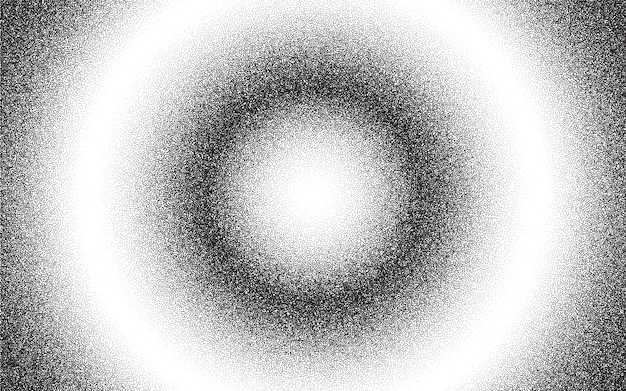 Vector radial gradation overlay with noise dots stipple halftone background circular grainy texture pattern