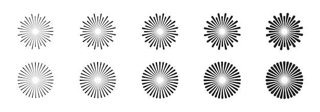 Radial stripes Radial stripes collection Sunburst design elements collection Retro sunburst vector icon set Rays collection Vector graphic