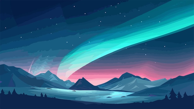 Vector radiant aurora borealis dancing in the night