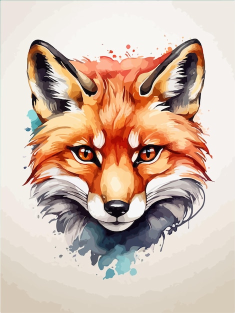 Radiant Fox Portrait Splashes of Color in Digital Art Illustration