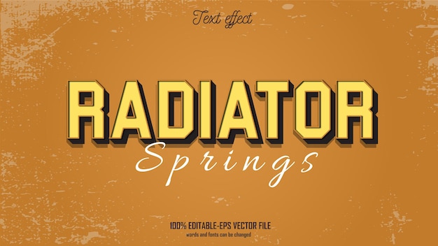 Radiator springs text effect design vector