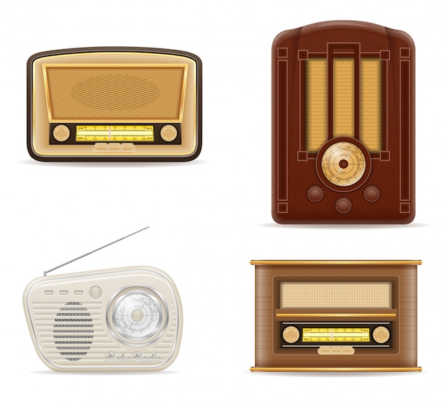 Radio old retro vintage set stock vector illustration