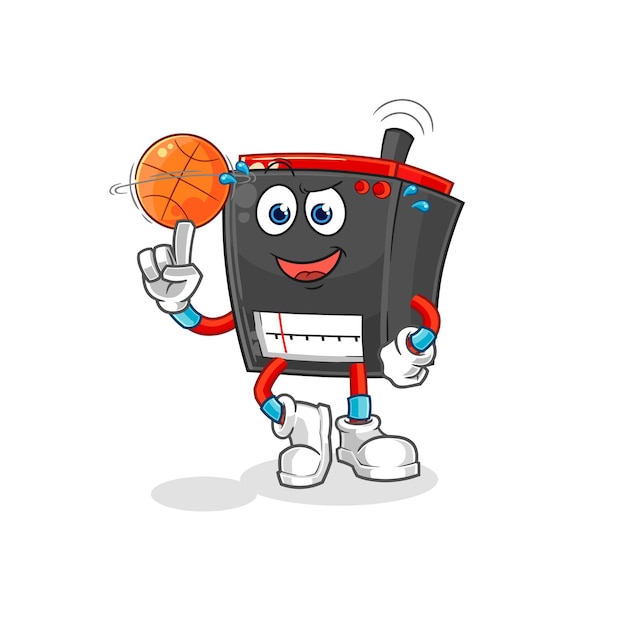 Radio playing basket ball mascot cartoon vector