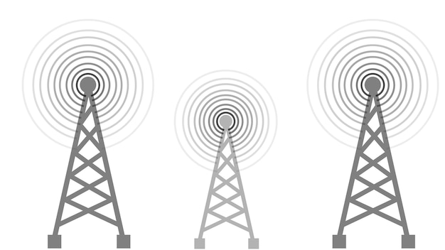 Radio tower mast network vector flat design