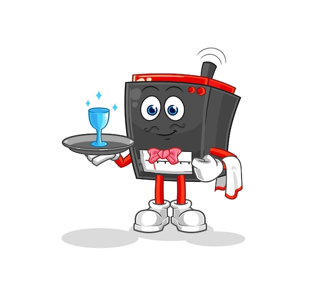 Radio waiter cartoon cartoon mascot vector