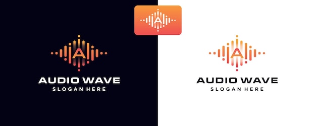 Vector radio wave icons simple sound wave and initial letter a logo