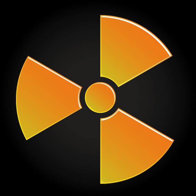 Radioactive icon isolated on black background Radioactive toxic symbol Radiation hazard sign Vector graphics