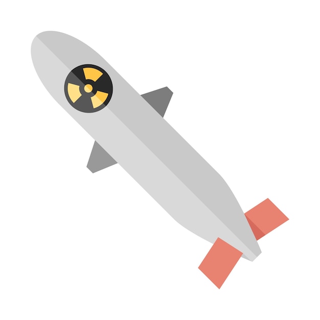 Radioactive rocket icon in flat color style