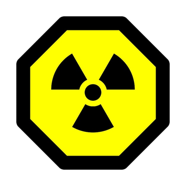 Vector radioactive yellow black octagon icon nuclear sign design isolated warning danger symbol