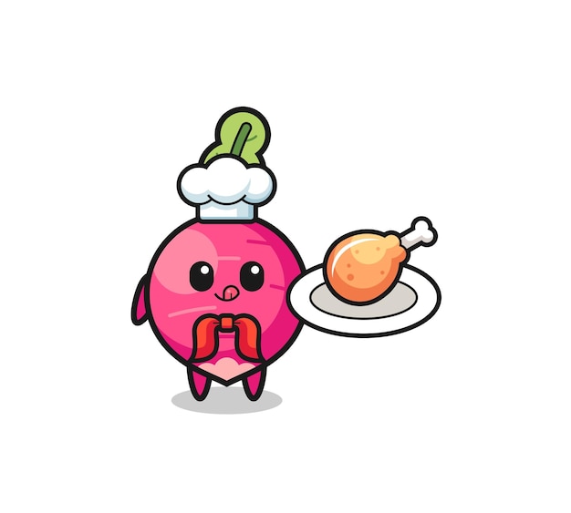 Radish fried chicken chef cartoon character cute design