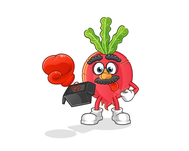 Radish prank with glove in box cartoon