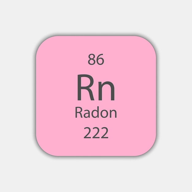 Radon symbol Chemical element of the periodic table Vector illustration