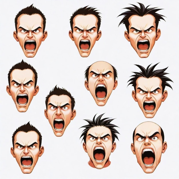 Rage Flat Vector set White background illustration