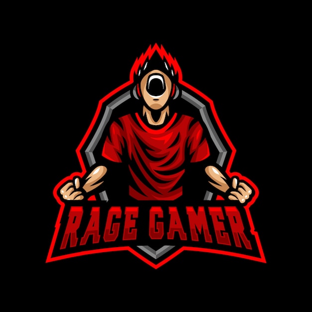 Rage gamer mascot logo esport gaming