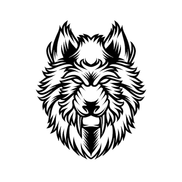 Rage wolves detail line art illustration for shirt designs