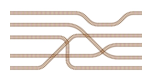 Railroad tracks Railway train track Rails and sleepers Vector stock illustration