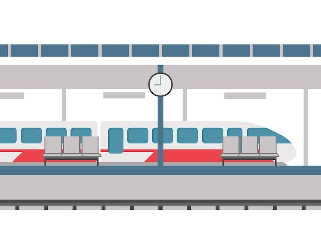 Railway station in flat style Vector illustration