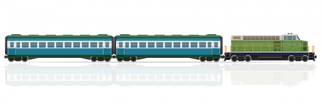 Railway train with locomotive and wagons vector illustration